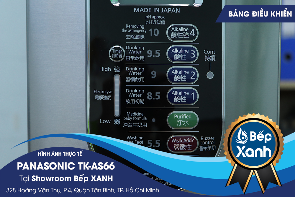Bảng điều khiển máy Panasonic TK-AS66 với thiết kế đẹp và tiện dụng - Showroom Bếp XANH